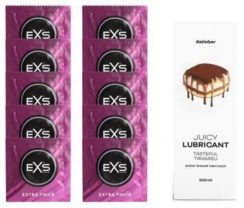 Набор: EXS Extra Thick 10 шт. + Лубрикант Satisfyer Tasteful Tiramisu 300 мл SOS11170 фото