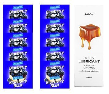 Комплект Pasante Blueberry 10шт. + Лубрикант Satisfyer Juicy Lubricant Creamy Caramel 300 мл SOS11662 фото