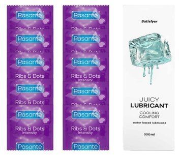 Комплект Pasante Intensity 10шт. + Лубрикант Satisfyer Juicy Lubricant Cooling Comfort 300 мл SOS11612 фото
