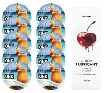 Набор One Island Punch 10 шт. + Лубрикант Satisfyer Cheeky Cherry 300 мл SOS12411 фото