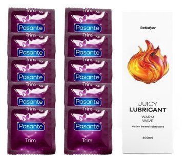 Комплект Pasante TRIM 10шт. + Лубрикант Satisfyer Juicy Lubricant Warm Wave 300 мл SOS11712 фото
