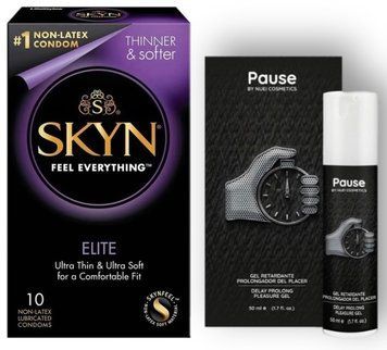 Набор из SKYN Elite 10 шт + Пролонгатор PAUSE &mdash; Nuei, 50мл SOS8892 фото