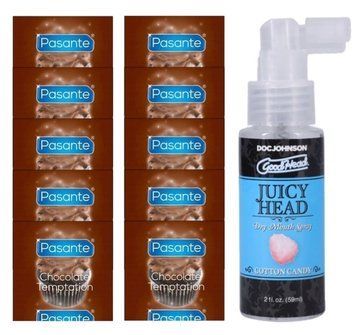 Pasante Chocolate Temptation 10 шт + Doc Johnson GoodHead &ndash; Juicy Head Cotton Candy (59 мл) SOS14007 фото