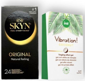 SKYN ORIGINAL 24 шт + Intt Vibration Coconut Vegan (15 мл) SOS6878 фото