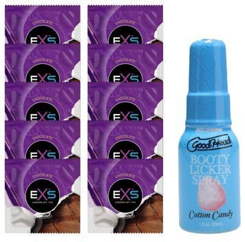 Комплект EXS Mixed Flavors Chocolate 10 шт + Doc Johnson GoodHead Booty Licker Spray Cotton Candy (29 мл) SOS14132 фото