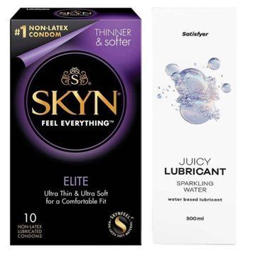 Набор Лубрикант Satisfyer Sparkling Water 300мл + SKYN Elite 10 шт. SOS12713 фото