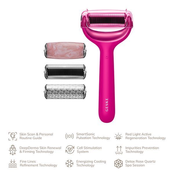 Роллер для игловой мезотерапии лица и тела GESKE MicroNeedle Face&Body Roller 9в1 magenta HB0208 фото
