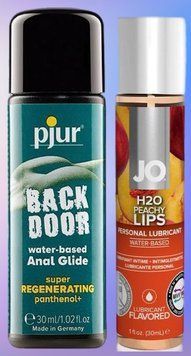 Набор лубрикантов pjur backdoor Regenerating 30 мл + System JO H2O Peachy Lips (30 мл) LB514 фото