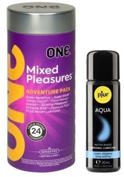 Комплект ONE Mixed Pleasures 24 шт + Pjur Aqua 30 мл SOS12993 фото