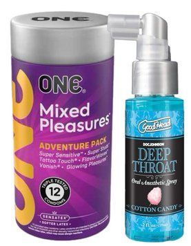 Комплект 12 шт ONE Mixed Pleasures + Спрей Doc Johnson GoodHead DeepThroat Spray Cotton Candy 59 мл SOS6124 фото