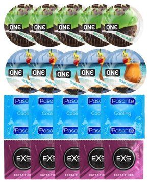 Набор 20 шт ONE Mint Chocolate 5 шт + ONE Island Punch + Pasante Cooling + EXS Extra Thick SOS7189 фото