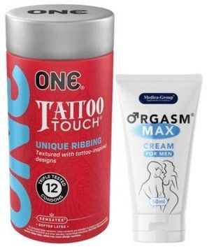 Набор из ONE Tattoo Touch Pack 12 шт + Пролонгатор Medica-Group Orgasm Max for Men - krem ​​50 ml SOS9430 фото