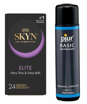 Набір SKYN Elite 24 шт та Лубрикант Pjur Basic waterbased 100 ml SOS167 фото