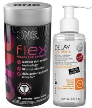 Набор из 10 шт ONE Flex графен + Пролонгатор Lovely Lovers DELAY GEL 150ml SOS9303 фото