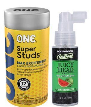Комплект 12 шт ONE Super Studs + Спрей Doc Johnson GoodHead &ndash; Juicy Head Dry Mouth Spray &ndash; Watermelon 59мл SOS6217 фото