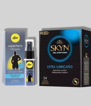 SKYN Extra Lube 24 шт + Пролонгатор pjur Superhero Ultimate Spray 20 мл SOS5681 фото