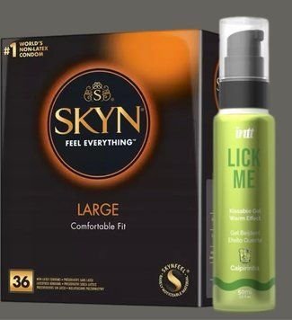 Комплект SKYN Large, 36 шт +  Гель INTT Lick Me Kissable Gel Caipirinha 50 мл SOS5440 фото