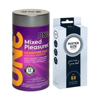 ONE Mixed Pleasures &ndash; 12 шт та Mister Size - Pure Feel - 53 (10 шт) SOS987 фото