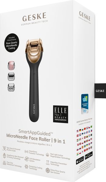 Електронний ролер для обличчя з мікроголками GESKE MicroNeedle Face Roller 9в1 gray HB0185 фото