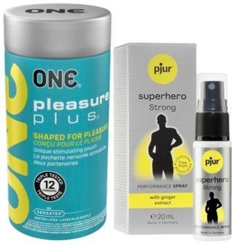Набор из ONE Pleasure Plus 12 шт + Пролонгатор pjur Superhero Strong Spray 20 ml SOS9530 фото