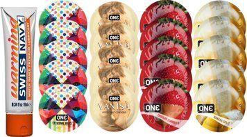Набор из Swiss Navy Warming 10мл + ONERibs + ONE Vanish + ONE Chocolate Strawberry + ONEBanana SOS8574 фото
