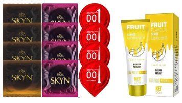 Комплект: Лубрикант OLO Banana (120 мл) + 8 шт. SKYN + 4 шт. OLO разогревающие 001 SOS10516 фото