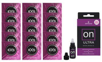 Комплект EXS Extra Thick 15 шт + Sensuva ON Ultra Drops, 5 мл SOS14690 фото