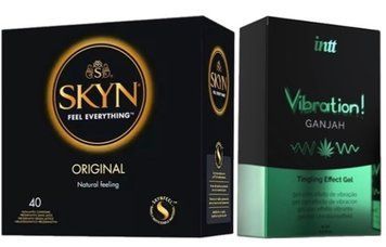 SKYN ORIGINAL 40 шт + Intt Vibration Ganjah (15 мл) SOS7089 фото