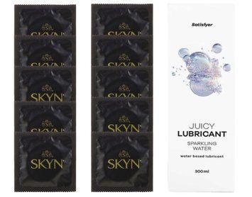 Комплект SKYN Original 10 шт. + Лубрикант Satisfyer Juicy Lubricant Sparkling Water 300 мл SOS12640 фото
