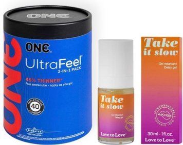 Набор из ONE UltraFeel 2-in-1 Pack 40 шт + Пролонгатор Love To Love Take It Slow 30 мл SOS9086 фото