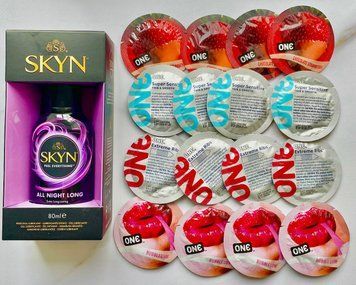 Набір 16 шт ONE Flavor Waves, Super Sensitive, Extreme ribs + Лубрикант SKYN ALL NIGHT LONG, 80 мл SOS1724 фото