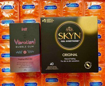 Набор 52 шт SKYN Original &ndash; Pasante Warming + Жидкий вибратор Intt Vibration Bubble Gum (15 мл) SOS1574 фото