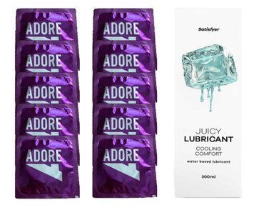 Набір: Pasante Adore 10 шт. + Лубрикант Satisfyer Cooling Comfort (300 мл) SOS12088 фото
