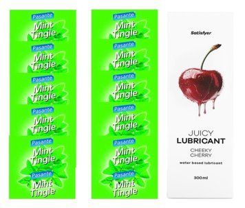 Комплект Pasante Mint 10шт. + Лубрикант Satisfyer Juicy Lubricant Cheeky Cherry 300 мл SOS11689 фото
