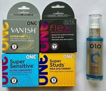 Набір з 12 шт ONE Vanish, Sensitive, Flex, Super Studs + Подарунок Лубрикант охолоджуючий OLO 60 мл SOS1474 фото