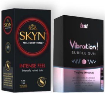 SKYN Intense Feel 10 шт + Intt Vibration Bubble Gum (15 мл) SOS6943 фото