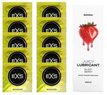 Комплект: из EXS Banana 10 шт + Лубрикант Satisfyer Juicy Blast Berry water based 300 мл SOS11348 фото