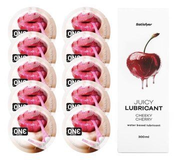 Комплект 𝐎𝐍𝐄 Bubblegum 10 шт. + Лубрикант Satisfyer Juicy Lubricant Cheeky Cherry (300 мл) SOS12238 фото