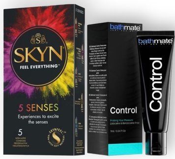 Набір з SKYN 5 Senses + Пролонгатор Bathmate Control (7 мл) SOS8836 фото