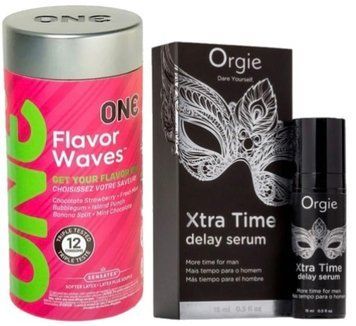 Набор из 12 шт ONE Flavor Waves + Пролонгатор Orgie Xtra Time Delay Serum, 15 мл SOS9330 фото