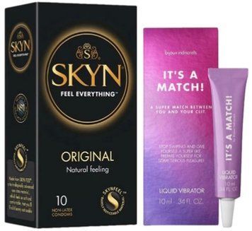 Набір з SKYN Original (10 шт) + Рідкий вібратор Bijoux Indiscrets Clitherapy Liquid Vibrator &ndash; IT'S A MATCH  SOS9890 фото
