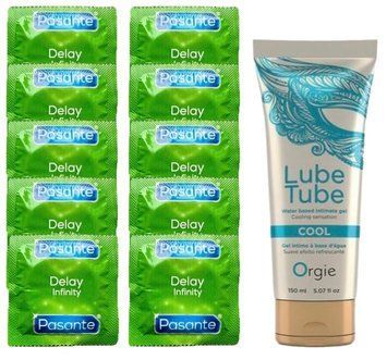 Комплект: Pasante Delay 10 шт. + Лубрикант LUBE TUBE COOL, 150 мл ORGIE SOS11057 фото