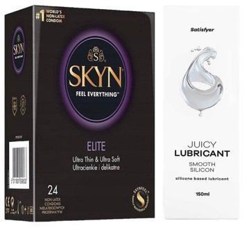 Комплект Лубрикант Satisfyer Juicy Lubricant Smooth Silicon 150 мл + SKYN Elite 24 шт SOS12690 фото