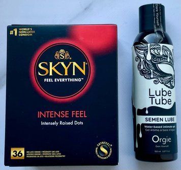 Набор SKYN Intense Feel 36 шт. - Лубрикант SEMEN LUBE intimate gel, 150 мл Orgie SOS3334 фото