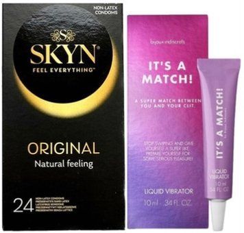 Набір з SKYN ORIGINAL 24 шт + Рідкий вібратор Bijoux Indiscrets Clitherapy Liquid Vibrator &ndash; IT'S A MATCH SOS9990 фото