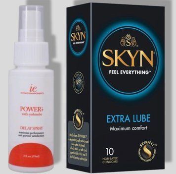 SKYN Extra Lube 10 шт + Пролонгатор Doc Johnson Power Delay Spray (59 мл) SOS5056 фото
