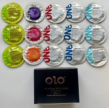 Комплект 25 штук OLO Feeling Ultrathin 001 + ONE Extreme Ribs, Glowing Pleasures, Color Sensations, Classic, Super Sensitive SOS2224 фото