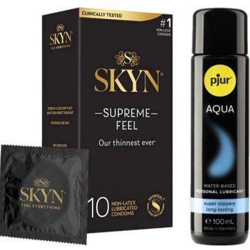 Комплект Skyn ​​Supreme Feel 10 шт + pjur Aqua 100 мл SOS13342 фото