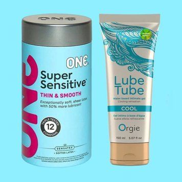 Набор ONE Super Sensitive 12шт + LUBE TUBE COOL, 150 мл ORGIE SOS4414 фото