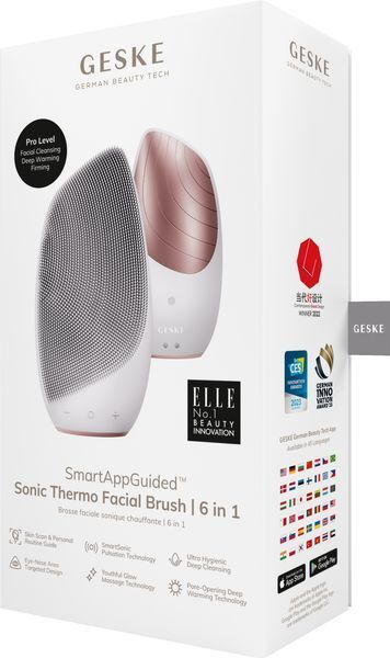 Электронная звуковая термо щетка для лица GESKE Sonic Thermo Facial Brush 6в1 starlight HB0077 фото